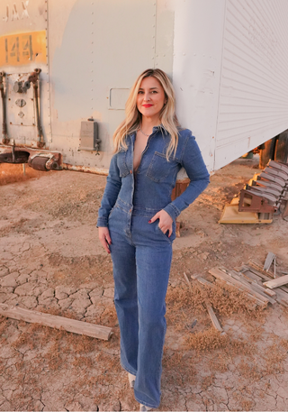 Rivet Utility Denim Jumpsuit